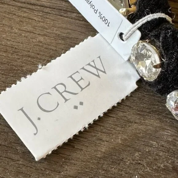 * J. Crew Black Velvet/Crystal Headband * New with tag - Picture 3 of 4